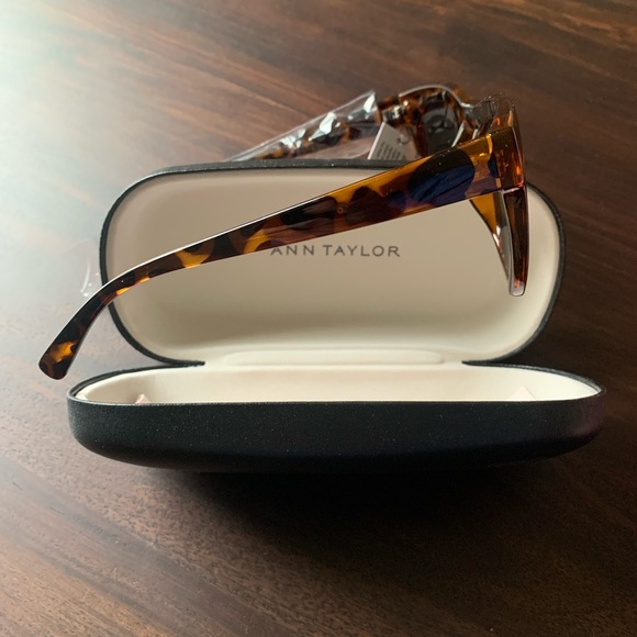 Ann Taylor Brown Tortoise Shell Curved Square Sunglasses w/Case + Clean Cloth main image 2